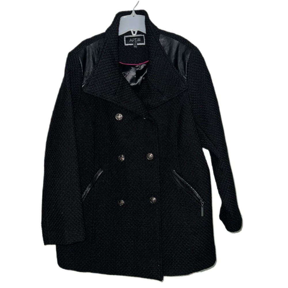 Apt. 9 Womens Boucle' Double Breasted Military Jacket Black Plus Size 1X - Picture 3 of 16